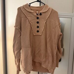 Free People light pink/ Tan V-Neck Sweater